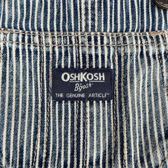 OshKosh Bgosh 18M Baby Overalls Blue & White Striped Cotton Carpenter Conductor - Picture 6 of 7